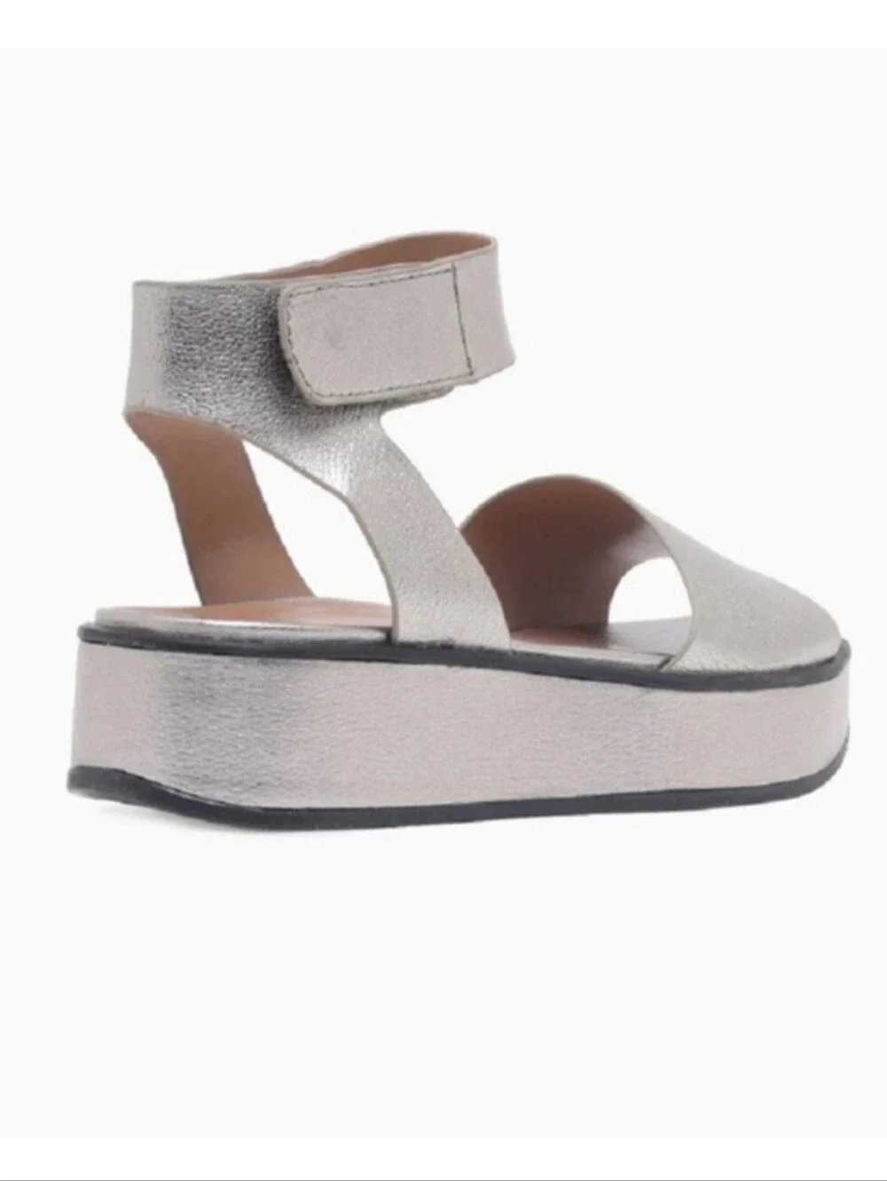 Naturalizer Metallic Silver Platform Sandals with Ankle Strap New In Box